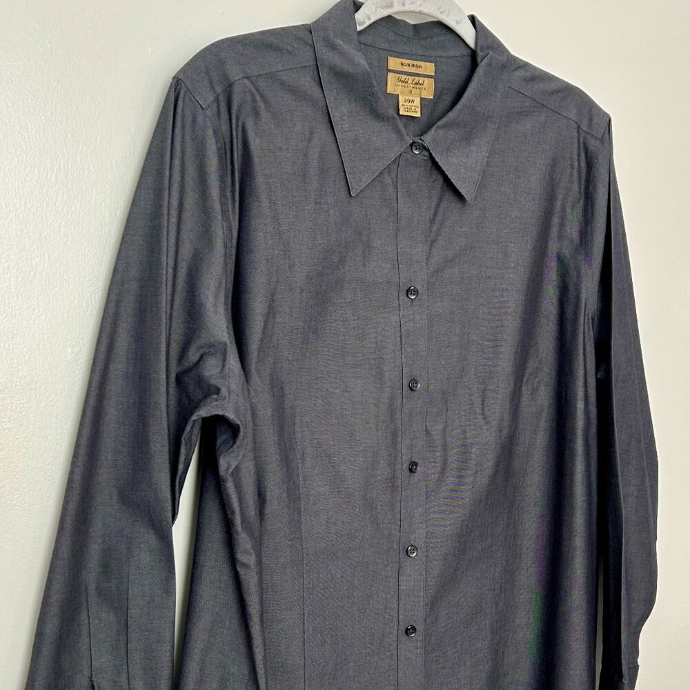 Gold Label Investments Dark Gray Button Down Shirt in sz 20W